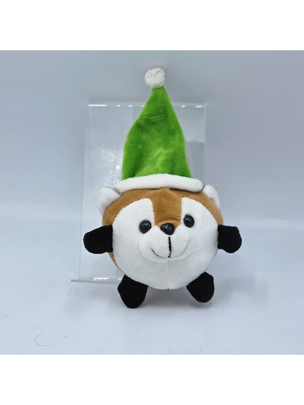 Bass Pro Shop Round Fox Plush Backpack Keychain! Green Santa Hat